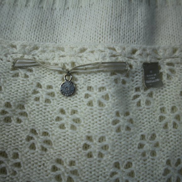 Anthropologie Knitted & Knotted Sweater Cardigan Puff Crystal Medium Crochet - Picture 6 of 7